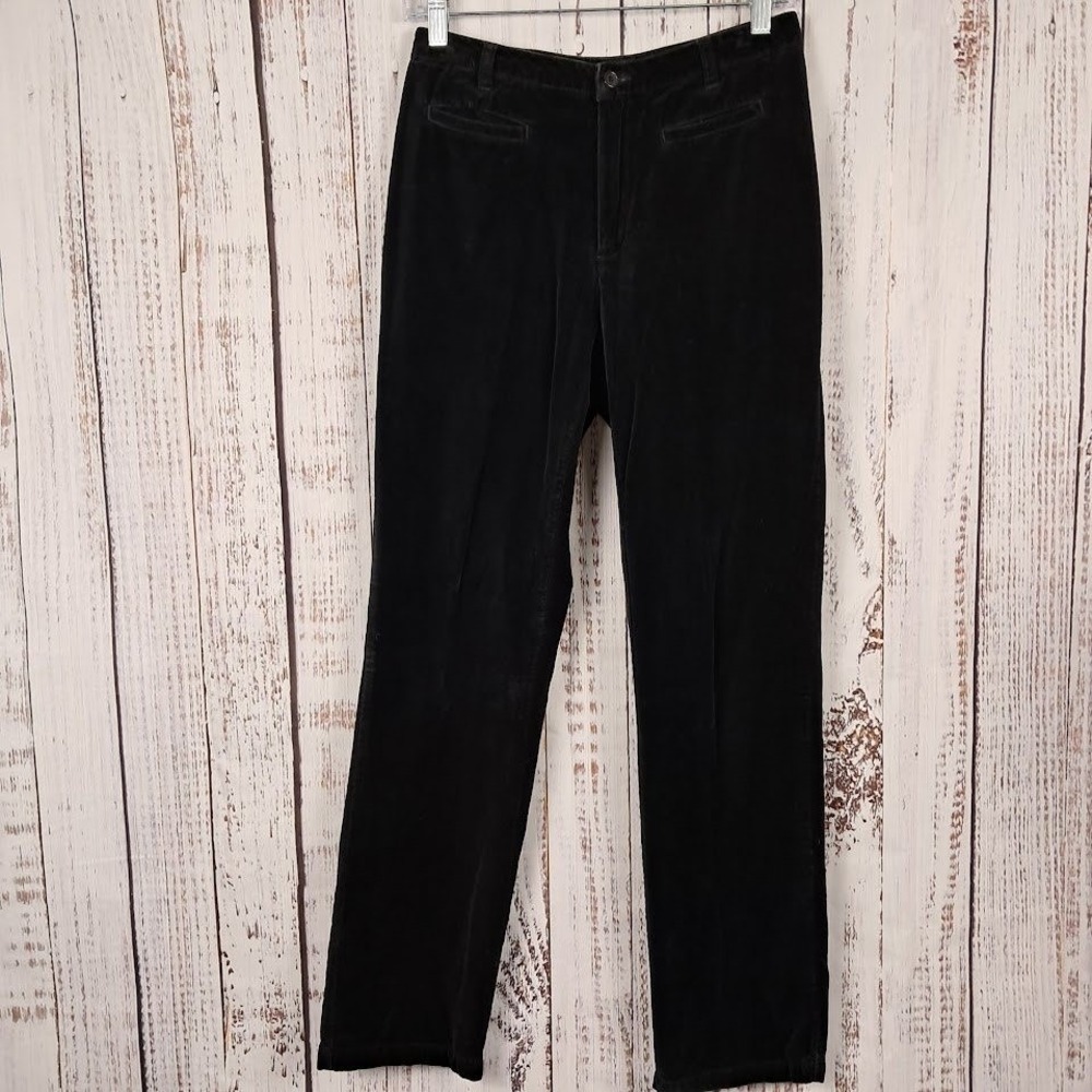 Vintage OLD NAVY 4 Black Velvet Pants Jeans Straight Leg Mid-Rise Flat Front